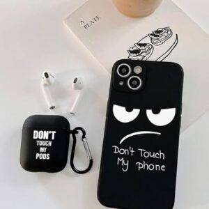 1pc Cartoon Face Phone Case & 1pc Case Compatible with Airpods - Don't Touch Theme