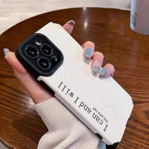 Soft Phone Case with Letter and Slogan Design - I can and I Will